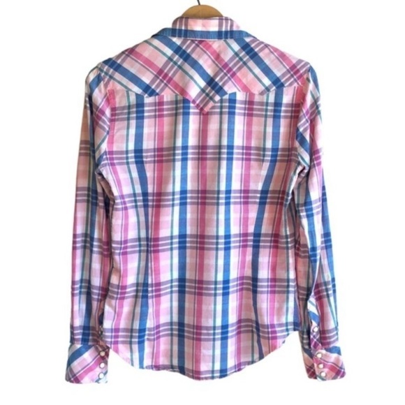 True Religion Georgia Snap Closure Pink Plaid Shirt - Picture 2 of 6